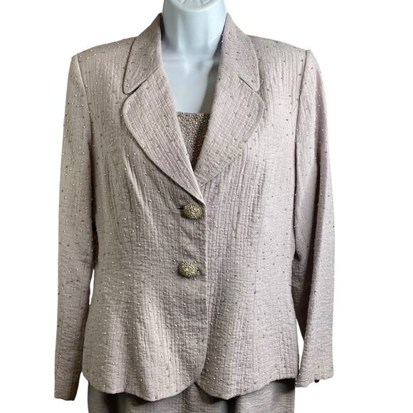 Vintage Bob Mackie Light Taupe Beaded Dress with Jacket - Picture 2 of 10